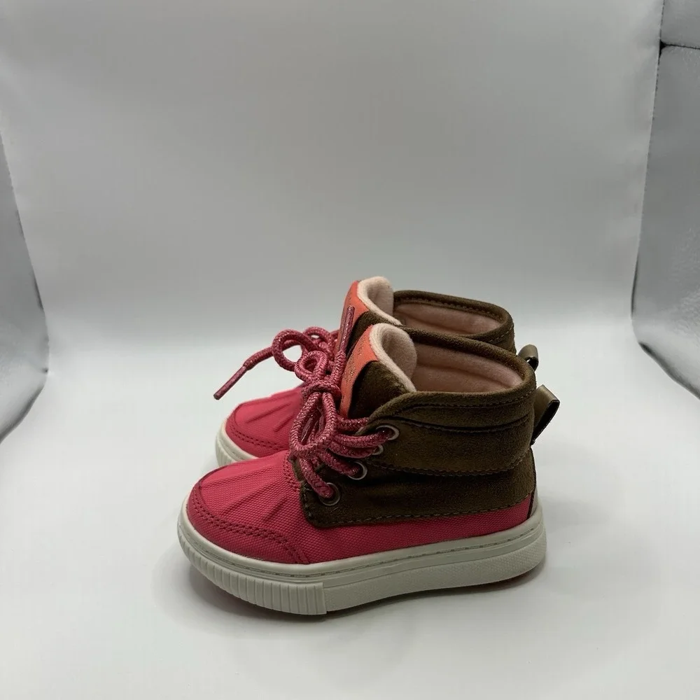 OshKosh B'gosh Pink And brown Girls Size 5 Faux Fur Winter Snow Duck Boots